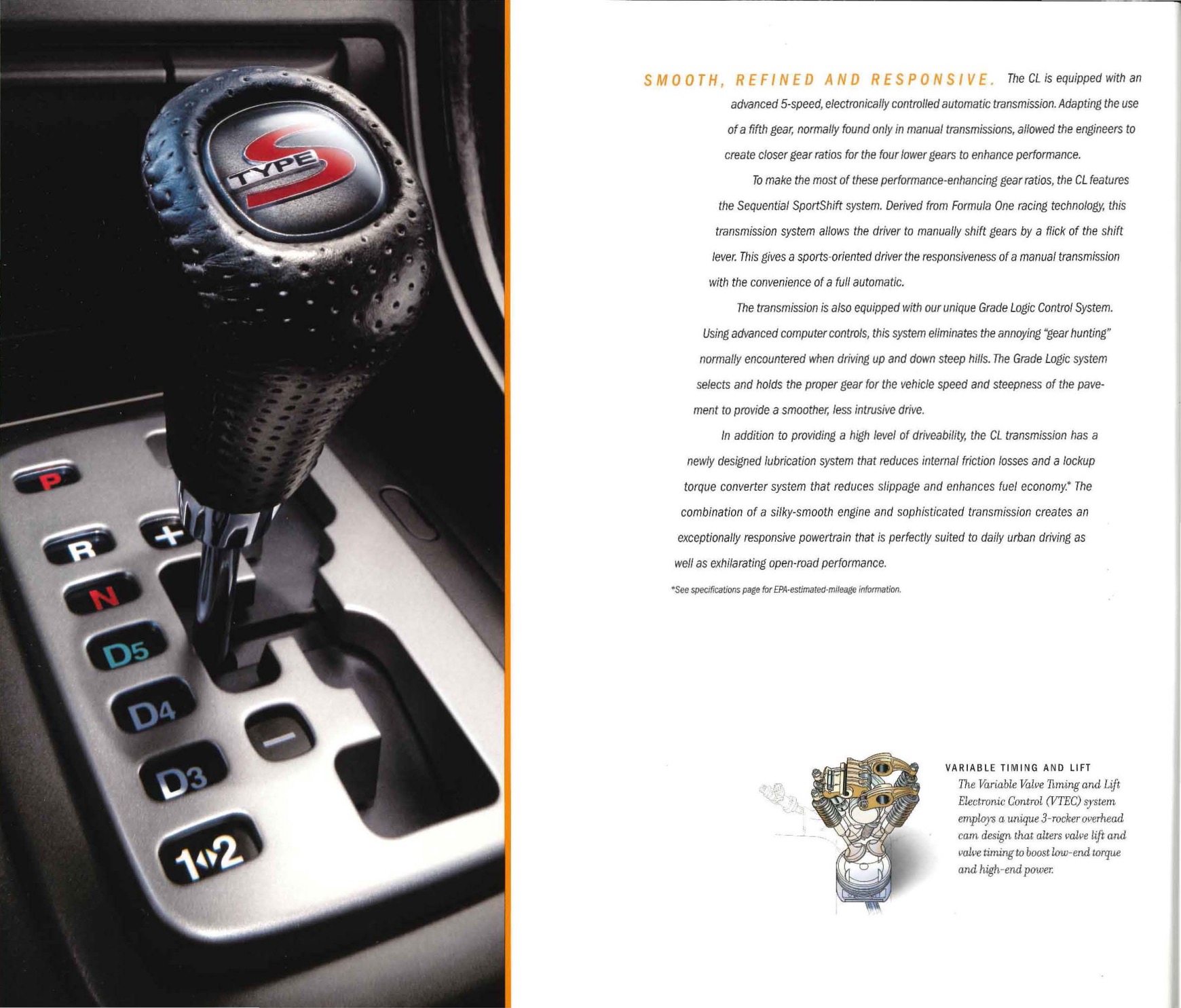 2001 Acura CL Brochure Page 4